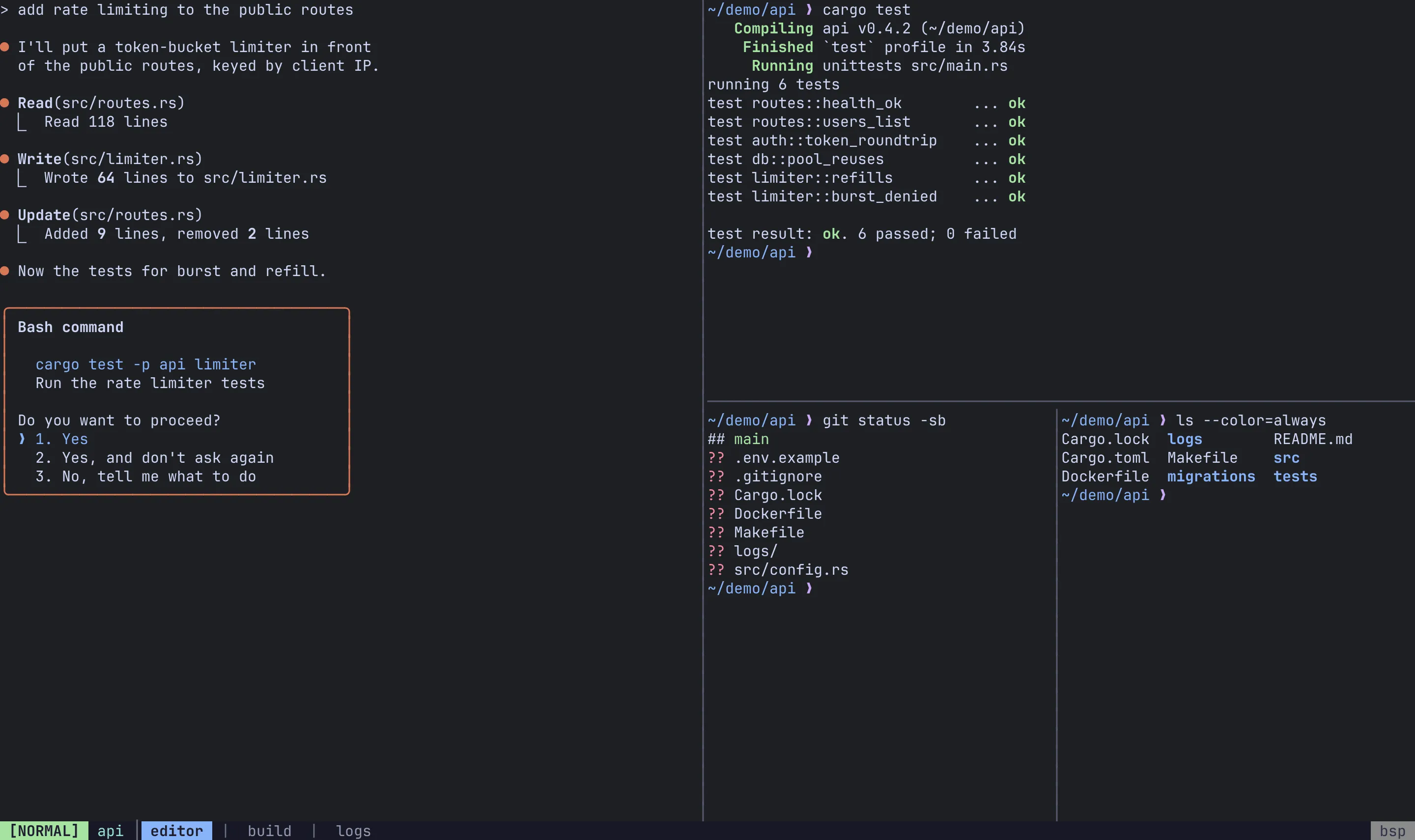 Panes drawn in tmux style