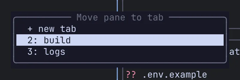 Move pane to tab picker