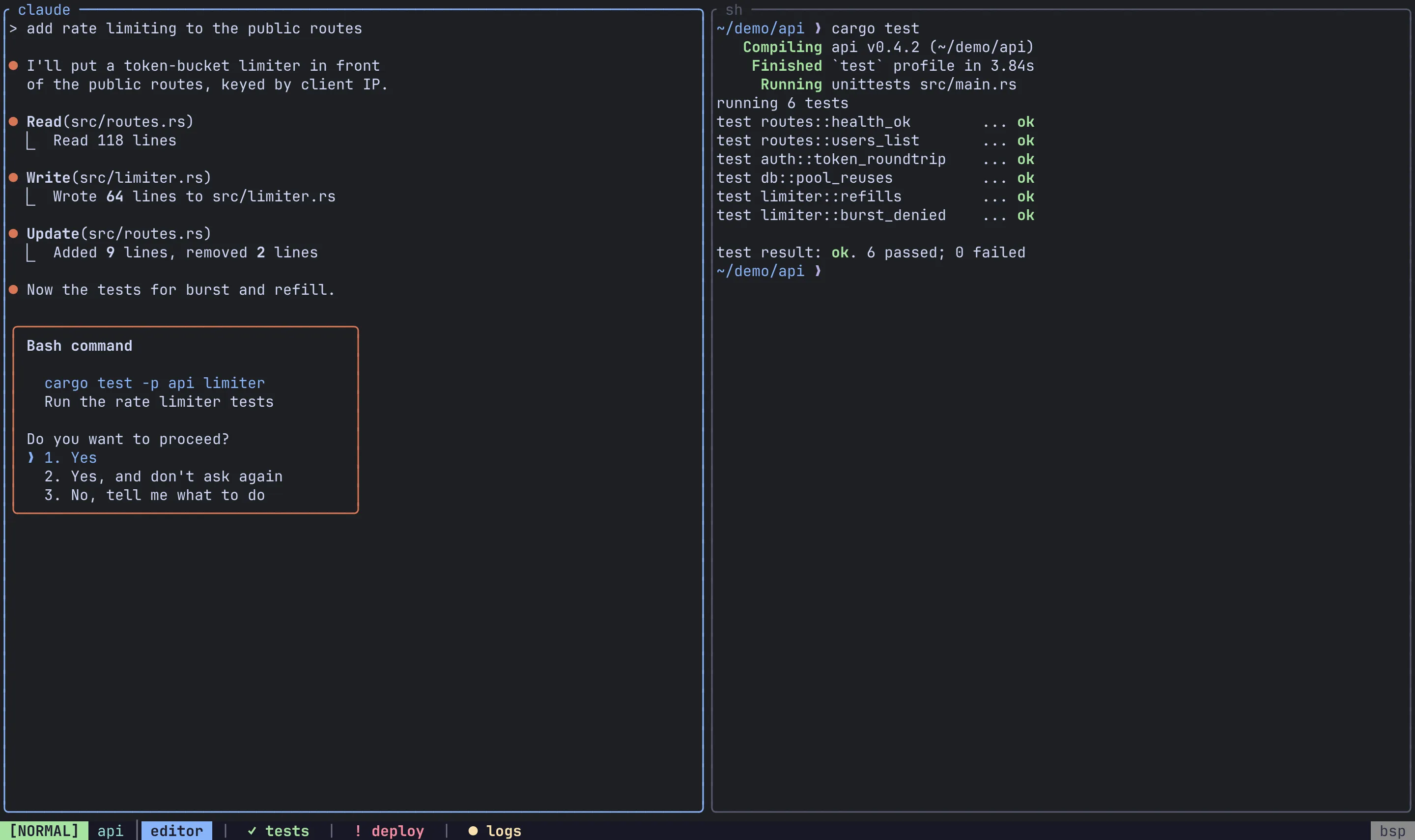 Activity markers on status-bar tabs
